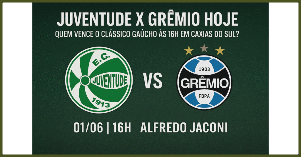 Juventude x Grêmio hoje (01/06): quem vence o clássico gaúcho às 16h em Caxias do Sul?