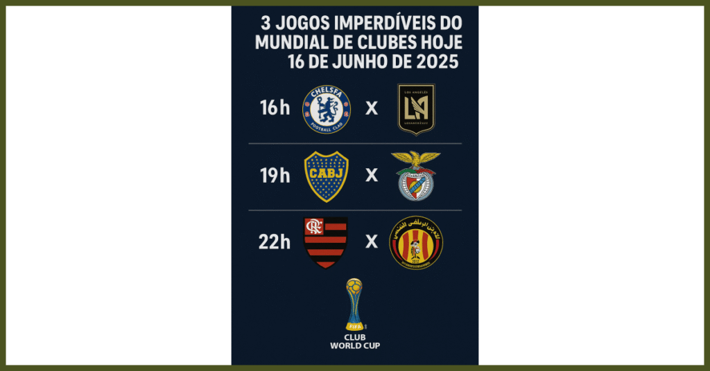 3 Jogos Imperdíveis do Mundial de Clubes Hoje (16/06) – Quem Leva a Melhor?
