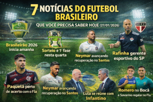 7 notícias do futebol brasileiro que você precisa saber hoje (27/01/2026): Brasileirão, Copa do Brasil e mercado