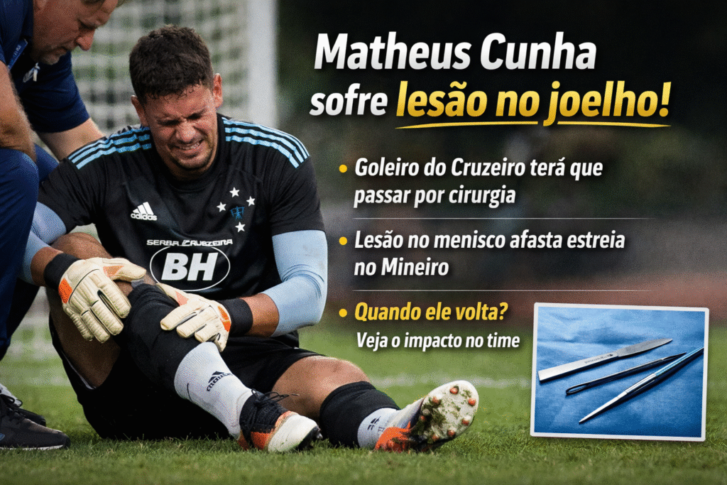 Matheus Cunha sofre lesão no joelho: o que muda no Cruzeiro? 7 respostas sobre cirurgia e estreia no Mineiro