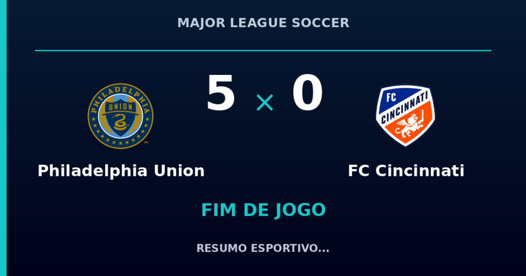 Philadelphia Union 5 x 0 FC Cincinnati: resumo e números da partida