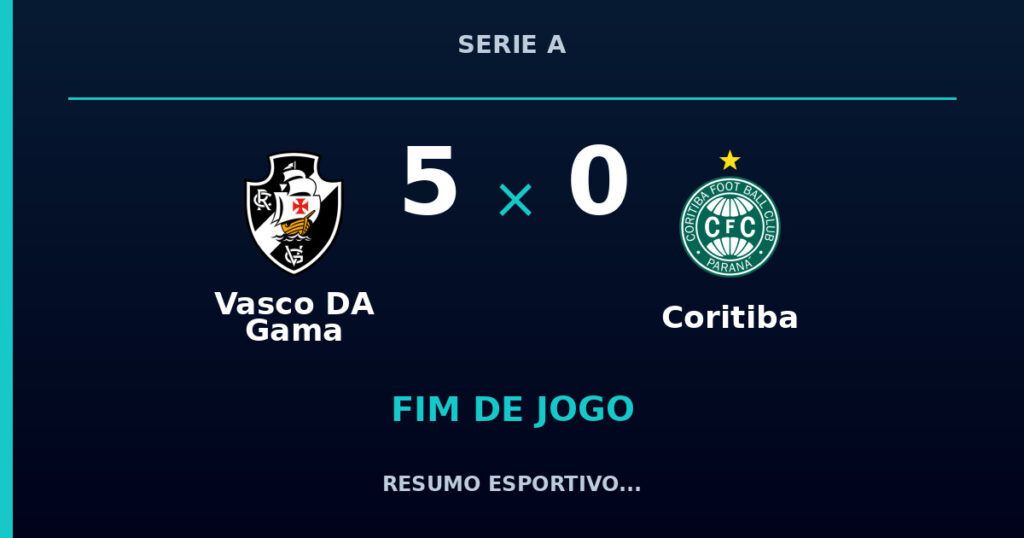 Vasco DA Gama 5 x 0 Coritiba: resumo e números da partida