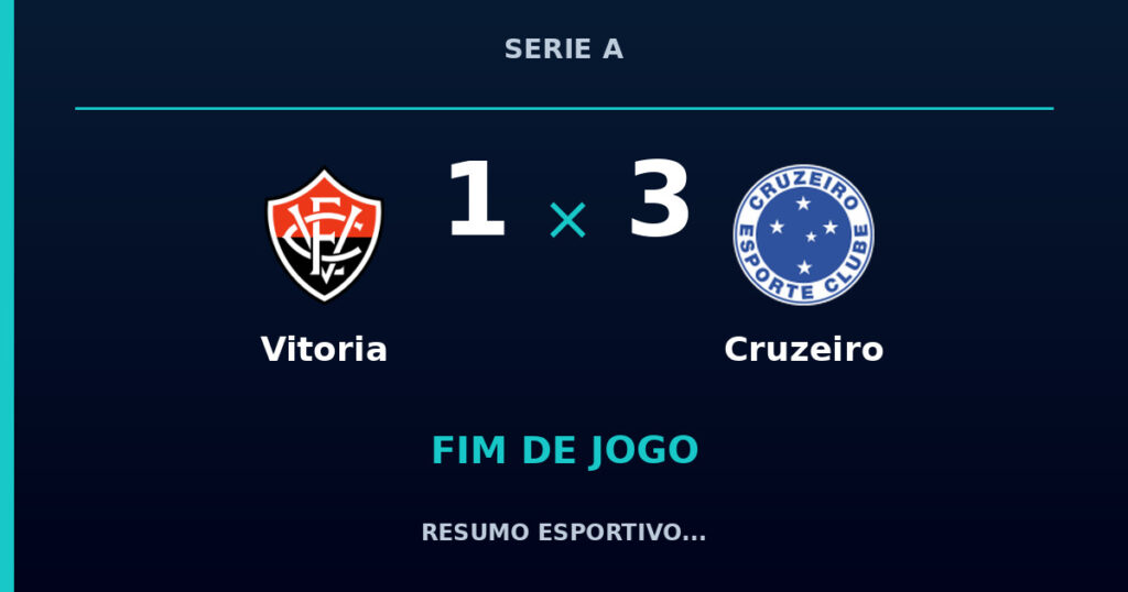 Vitoria 1 x 3 Cruzeiro: resumo e números da partida