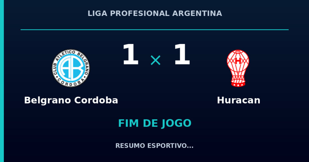 Belgrano Cordoba 1 x 1 Huracan: resumo e números da partida