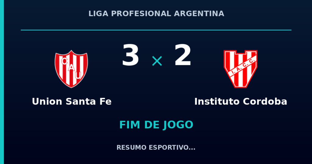 Union Santa Fe 3 x 2 Instituto Cordoba: resumo e números da partida