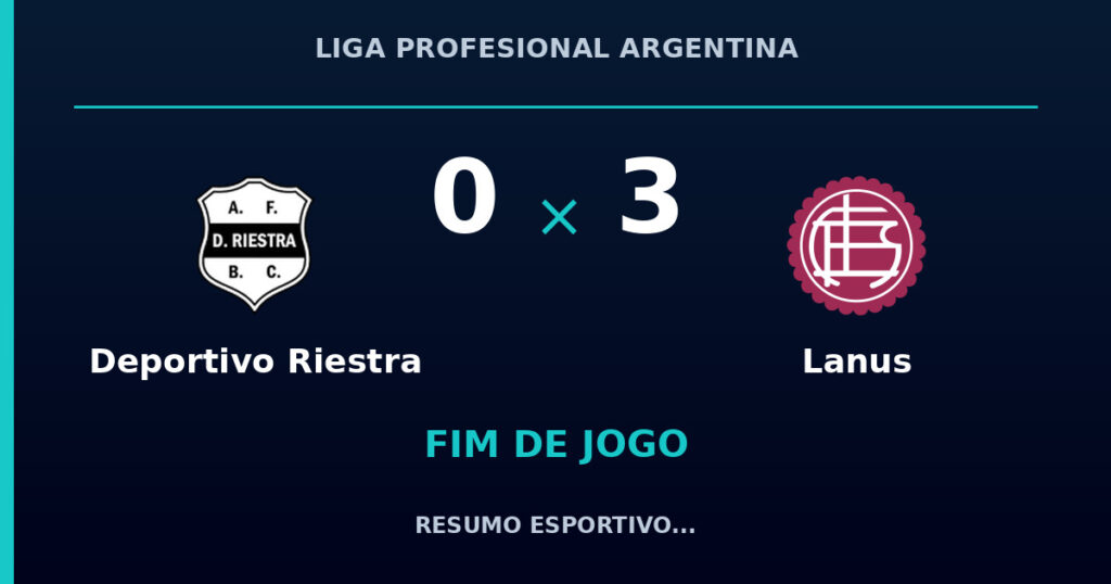 Deportivo Riestra 0 x 3 Lanus: resumo e números da partida