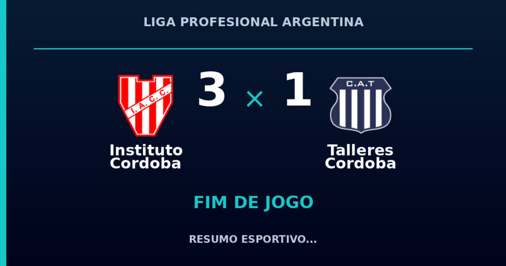 Instituto Cordoba 3 x 1 Talleres Cordoba: resumo e números da partida