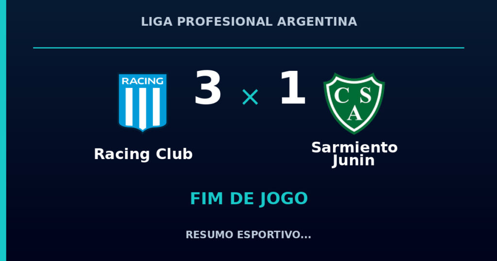 Racing Club 3 x 1 Sarmiento Junin: resumo e números da partida