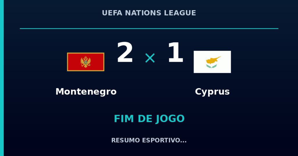 Montenegro marca no fim e vence Cyprus por 2 a 1