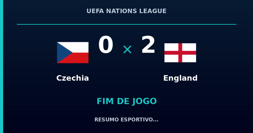 England vence Czechia por 2 a 0