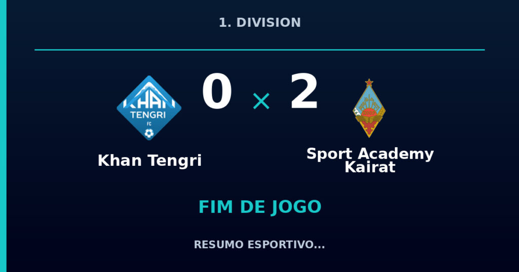 Khan Tengri 0 x 2 Sport Academy Kairat: resumo e números da partida