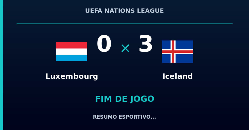 Iceland vence Luxembourg por 3 a 0