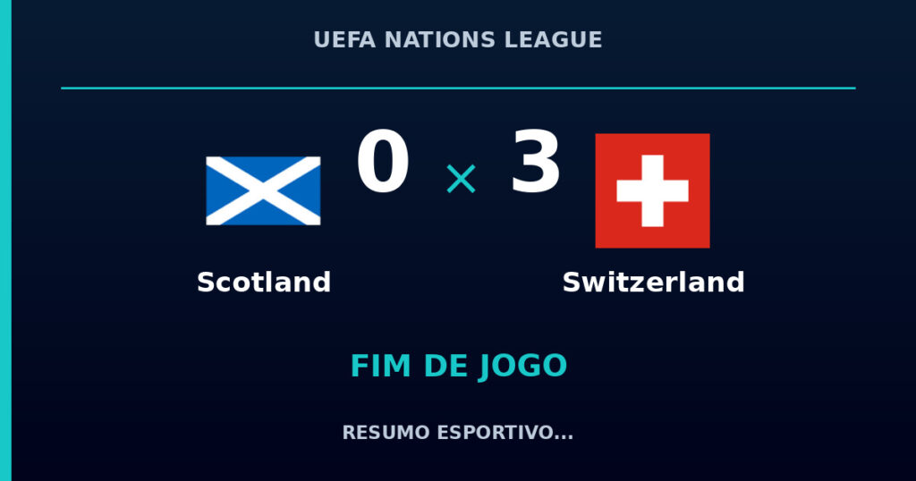 Switzerland vence Scotland por 3 a 0