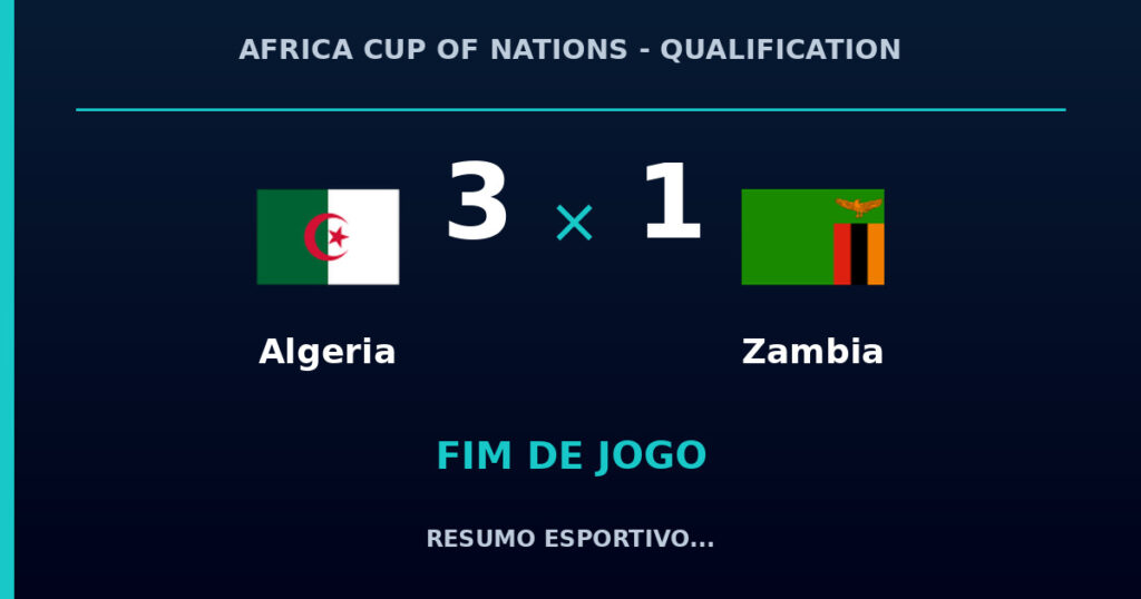 Algeria vence Zambia por 3 a 1