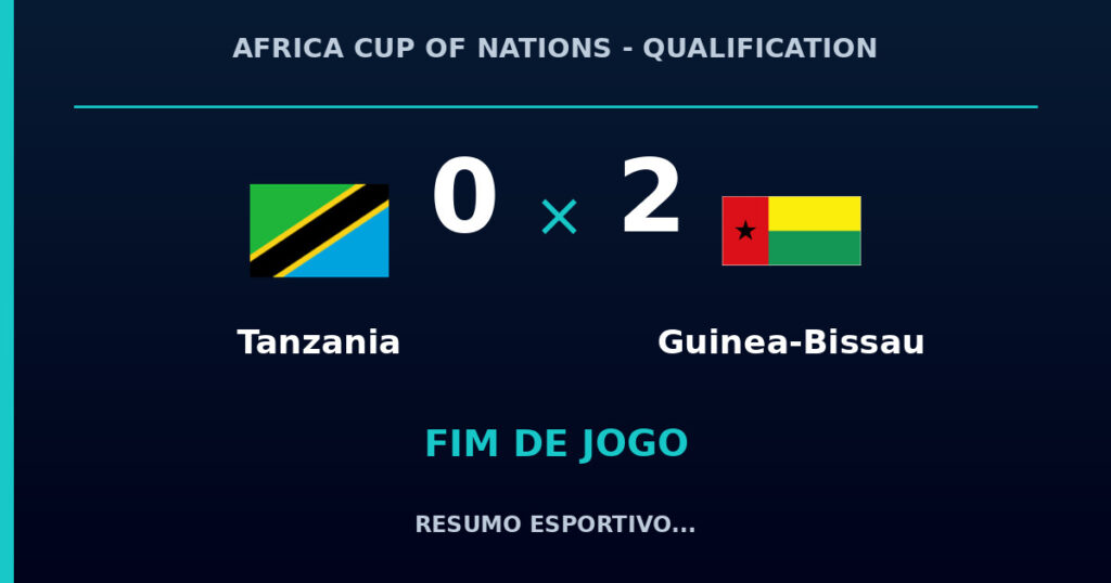 Tanzania 0 x 2 Guinea-Bissau: resumo e números da partida