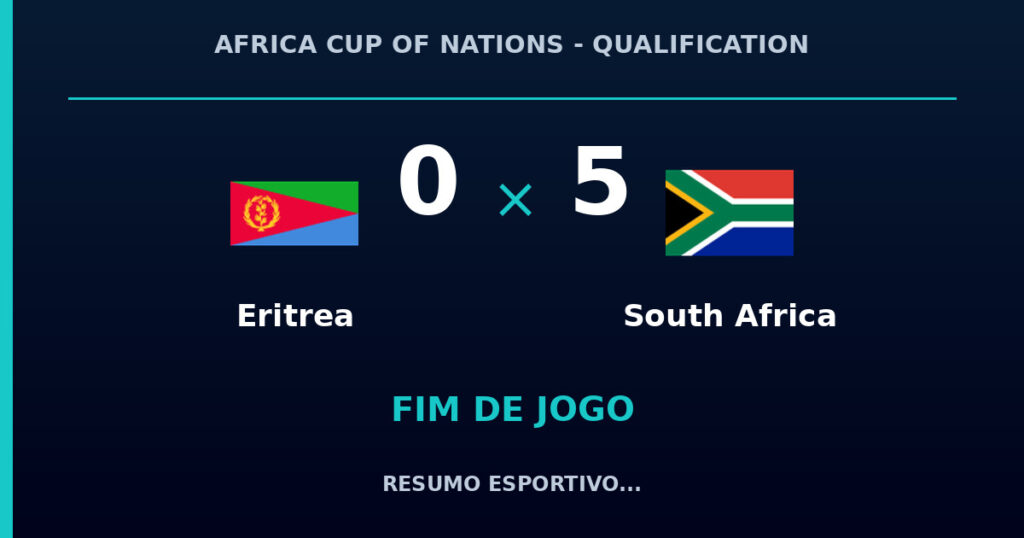 South Africa vence Eritrea por 5 a 0