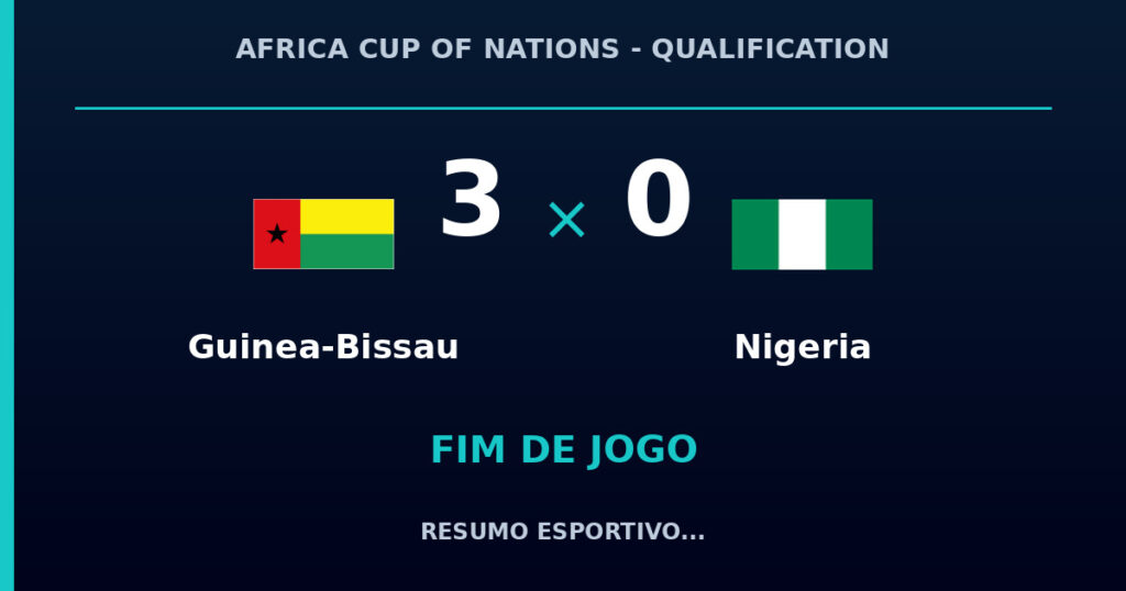Guinea-Bissau vence Nigeria por 3 a 0