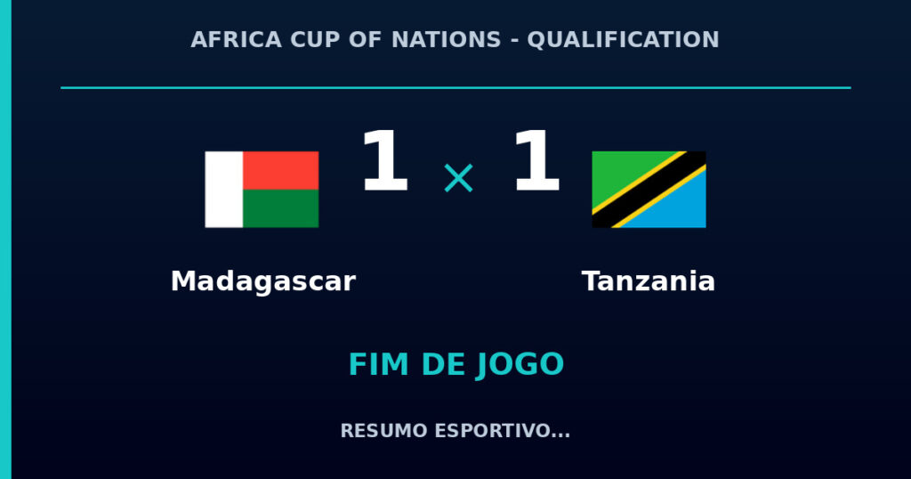 Madagascar e Tanzania empatam por 1 a 1