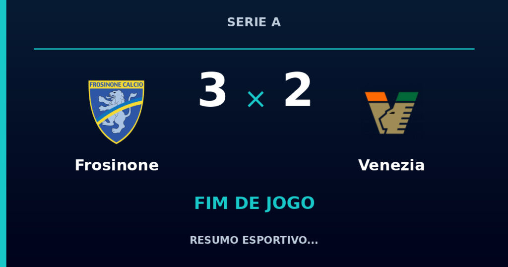 Frosinone 3 x 2 Venezia: resumo e números da partida