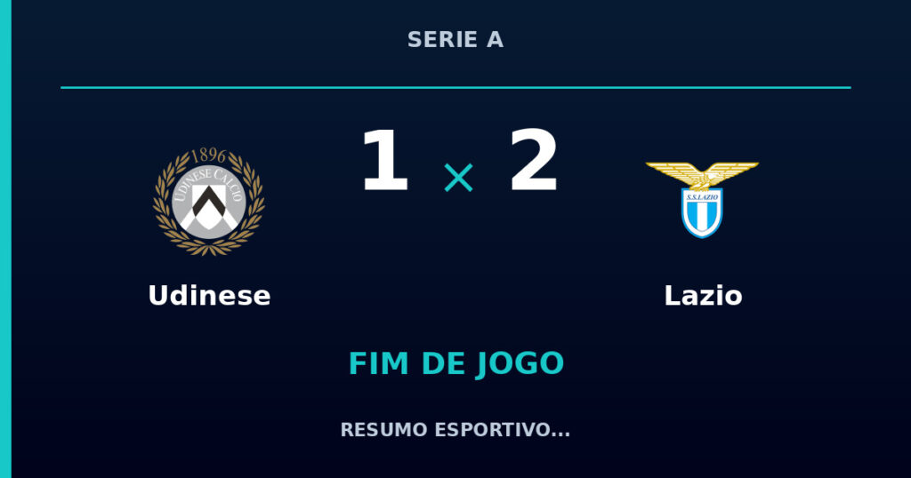 Udinese 1 x 2 Lazio: resumo e números da partida