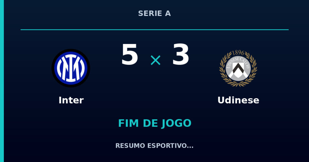 Inter 5 x 3 Udinese: resumo e números da partida