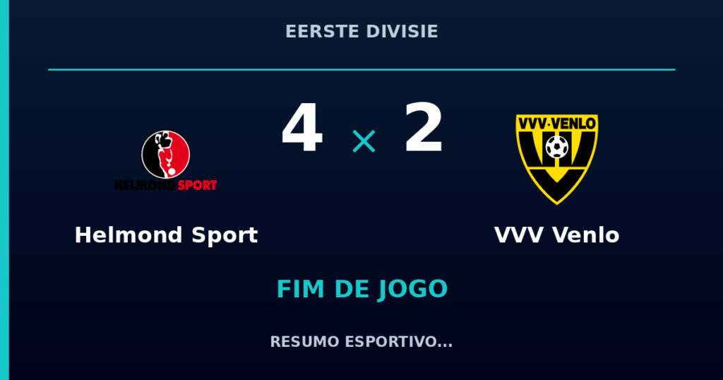 Helmond Sport 4 x 2 VVV Venlo: resumo e números da partida