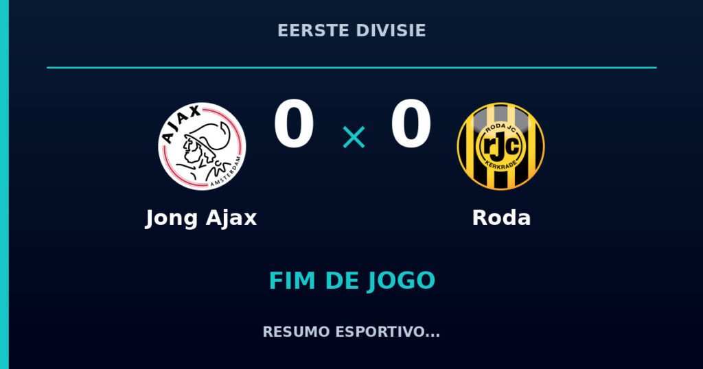 Jong Ajax 0 x 0 Roda: resumo e números da partida