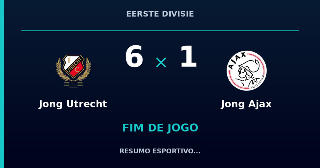 Jong Utrecht 6 x 1 Jong Ajax: resumo e números da partida