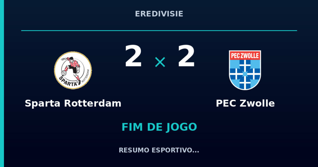 Sparta Rotterdam 2 x 2 PEC Zwolle: resumo e números da partida