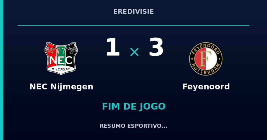 NEC Nijmegen 1 x 3 Feyenoord: resumo e números da partida