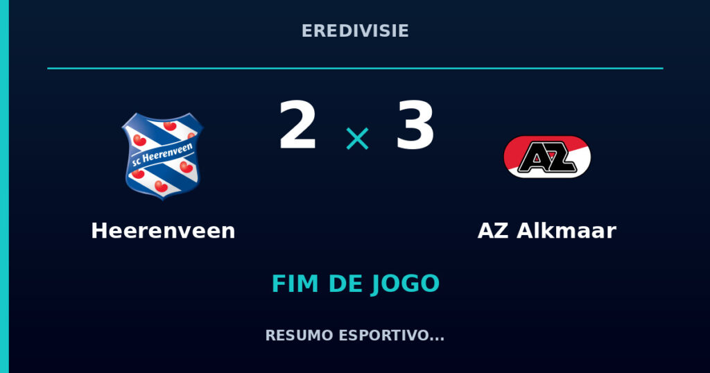 Heerenveen 2 x 3 AZ Alkmaar: resumo e números da partida