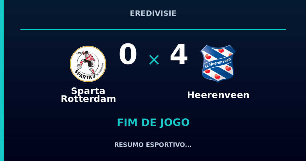 Sparta Rotterdam 0 x 4 Heerenveen: resumo e números da partida