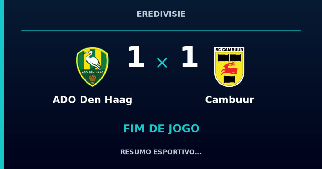 ADO Den Haag 1 x 1 Cambuur: resumo e números da partida
