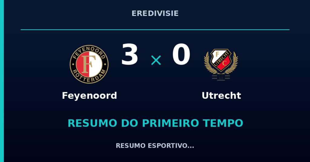 Feyenoord 3 x 0 Utrecht: resumo do primeiro tempo