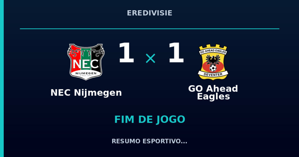 NEC Nijmegen 1 x 1 GO Ahead Eagles: resumo e números da partida