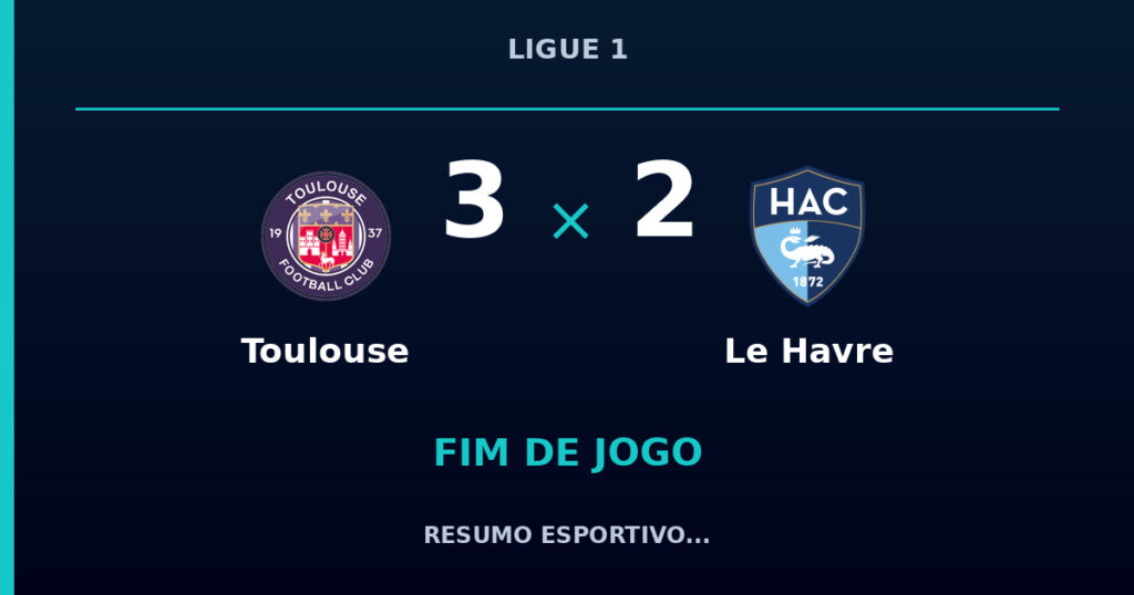 Toulouse 3 x 2 Le Havre: resumo e números da partida