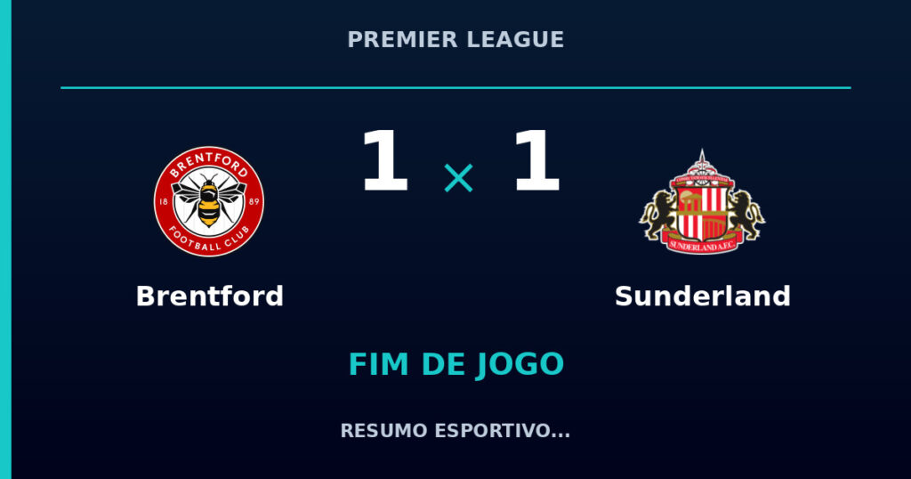 Brentford 1 x 1 Sunderland: resumo e números da partida