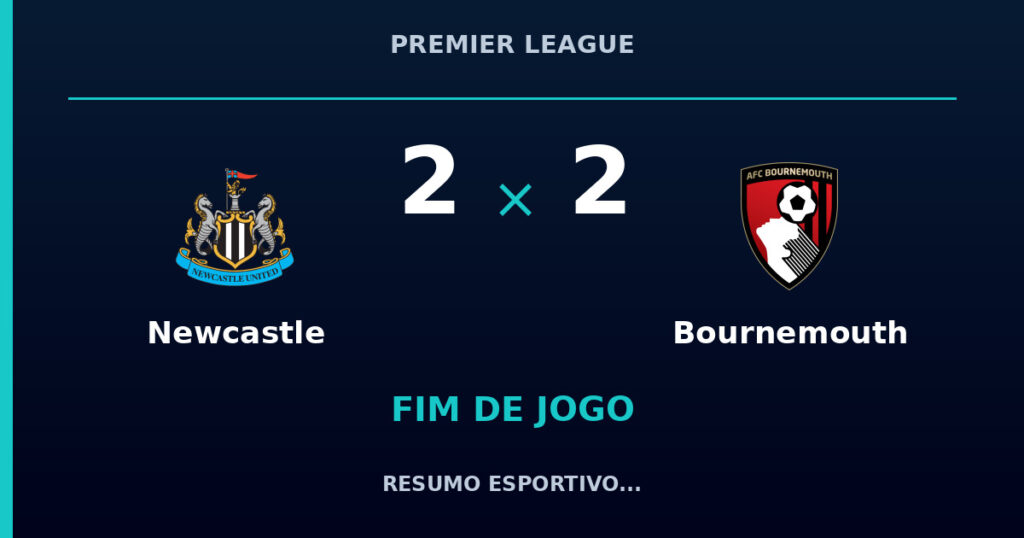 Newcastle 2 x 2 Bournemouth: resumo e números da partida