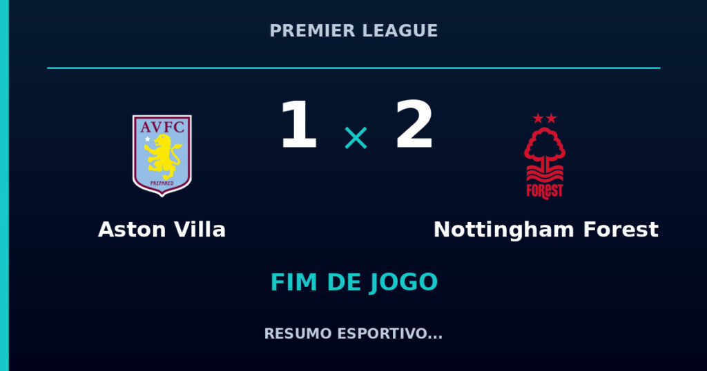 Aston Villa 1 x 2 Nottingham Forest: resumo e números da partida