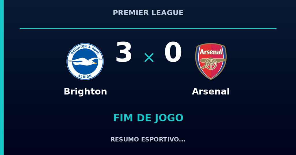 Brighton 3 x 0 Arsenal: resumo e números da partida
