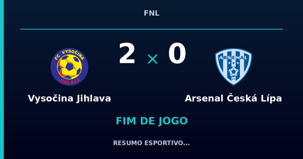 Vysočina Jihlava 2 x 0 Arsenal Česká Lípa: resumo e números da partida