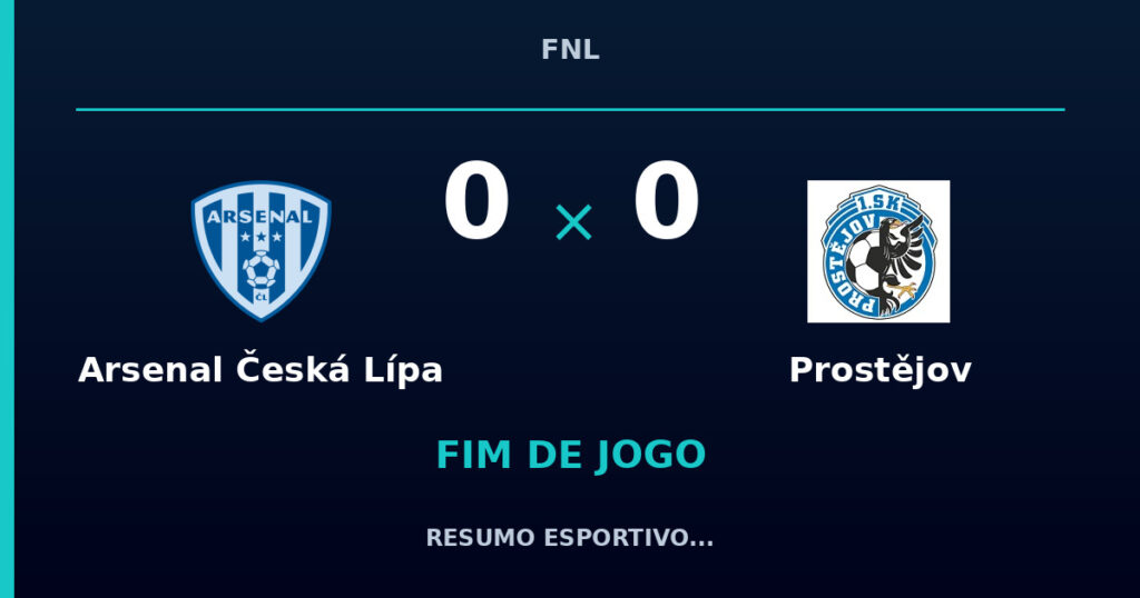 Arsenal Česká Lípa 0 x 0 Prostějov: resumo e números da partida