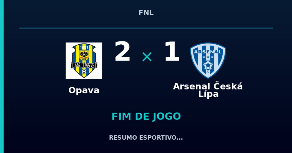 Opava 2 x 1 Arsenal Česká Lípa: resumo e números da partida
