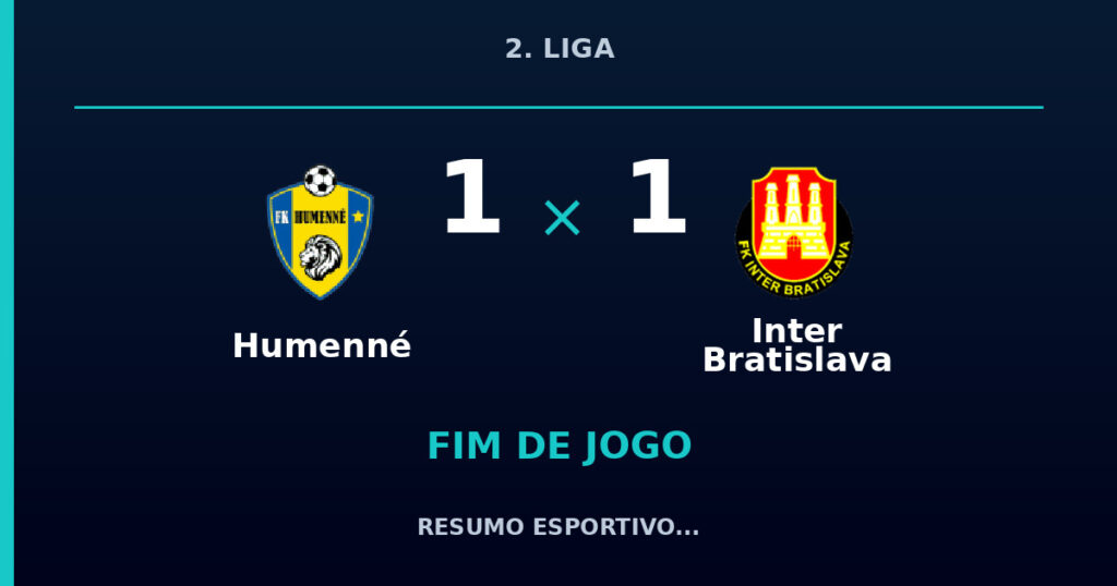 Humenné 1 x 1 Inter Bratislava: resumo e números da partida