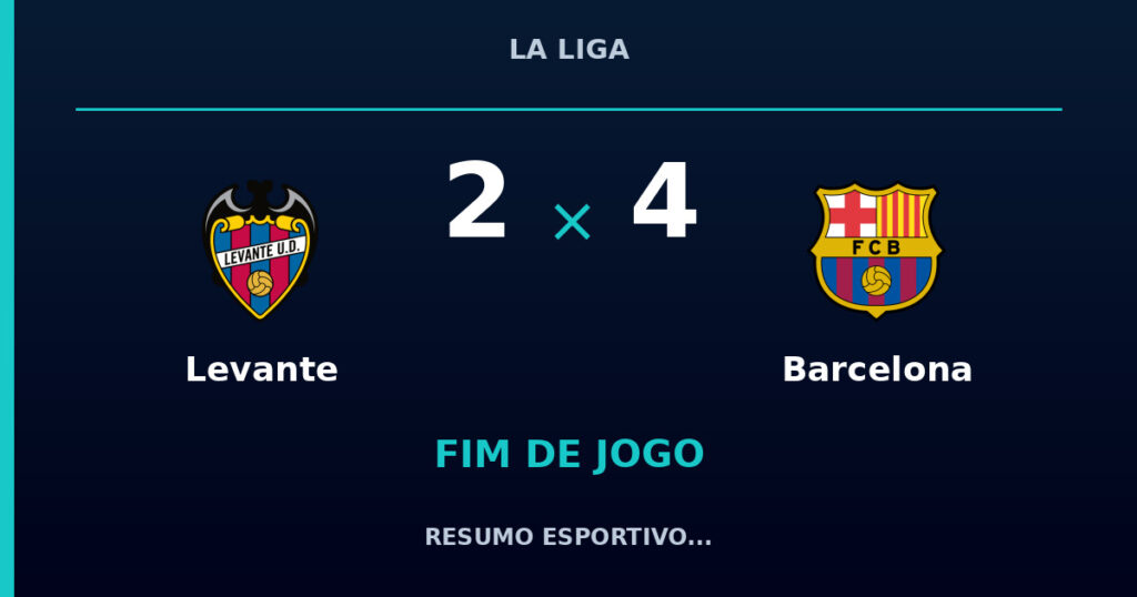 Levante 2 x 4 Barcelona: resumo e números da partida