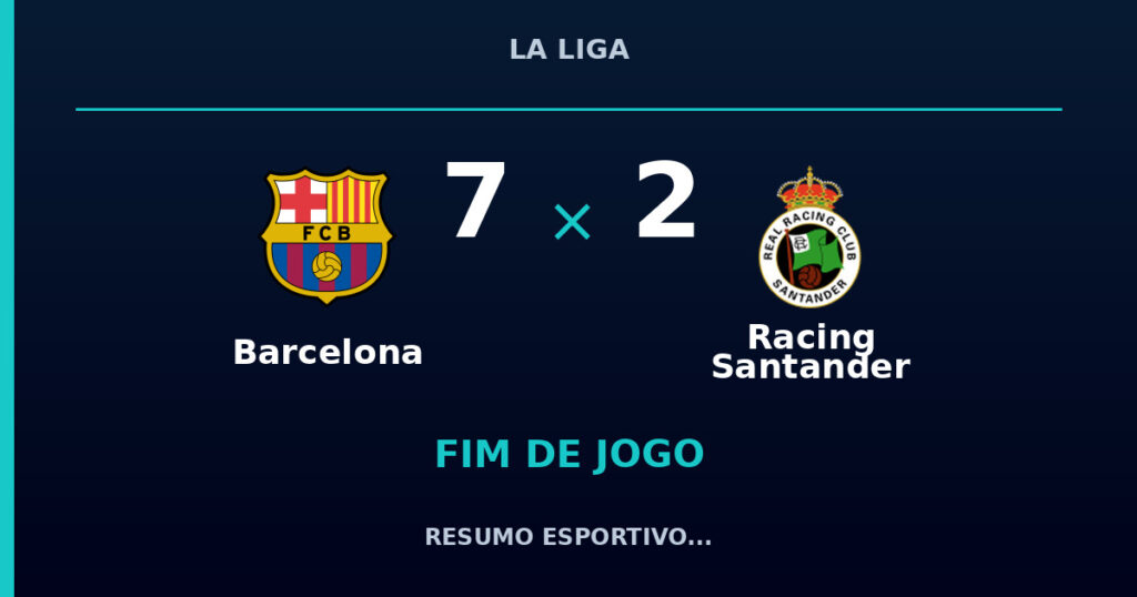 Barcelona 7 x 2 Racing Santander: resumo e números da partida