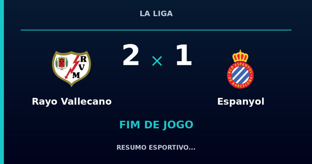 Rayo Vallecano 2 x 1 Espanyol: resumo e números da partida