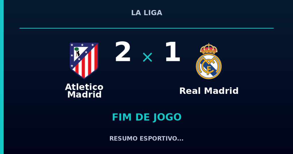 Atletico Madrid 2 x 1 Real Madrid: resumo e números da partida