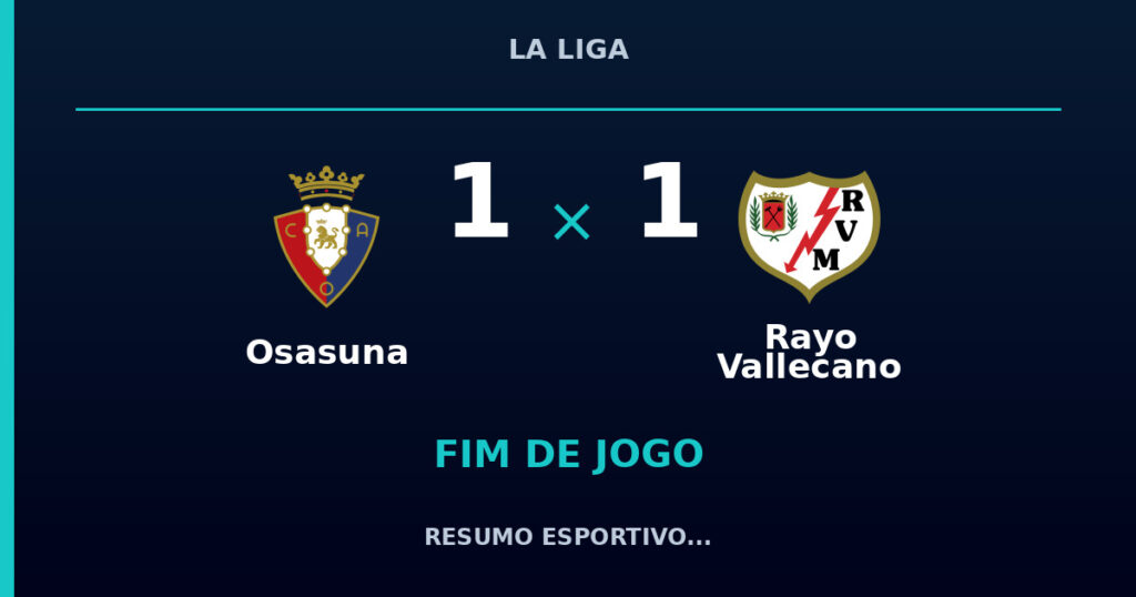 Osasuna 1 x 1 Rayo Vallecano: resumo e números da partida