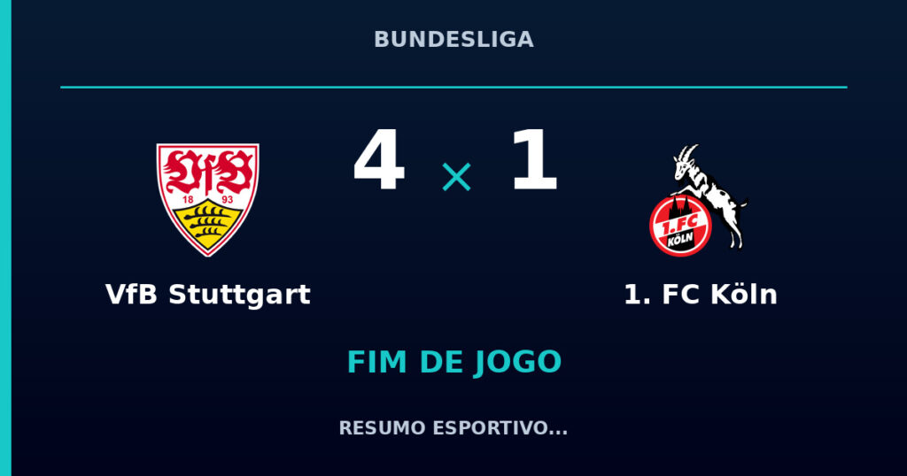 VfB Stuttgart 4 x 1 1. FC Köln: resumo e números da partida